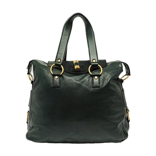 YSL RIVE GAUCHE Dark Green Cowhide Handbag Single Shoulder Bag Crossbody Golden hardware-(SKU)-956521580