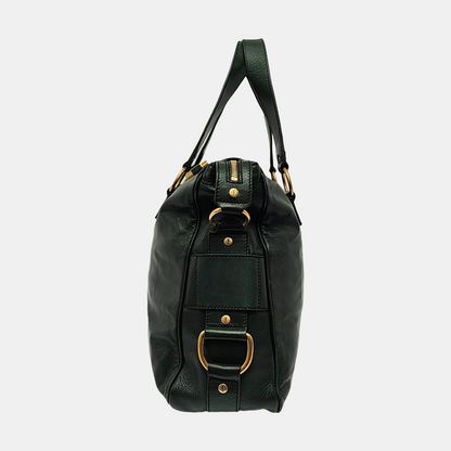 YSL RIVE GAUCHE Dark Green Cowhide Handbag Single Shoulder Bag Crossbody Golden hardware-(SKU)-956521580