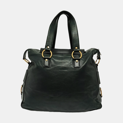 YSL RIVE GAUCHE Dark Green Cowhide Handbag Single Shoulder Bag Crossbody Golden hardware-(SKU)-956521580