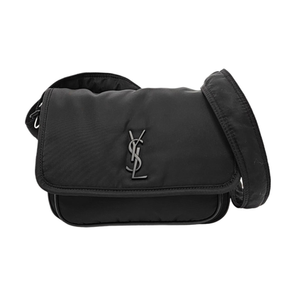 YSL NIKI Small Black Nylon Crossbody Bag with Black Hardware-(SKU)-956526732