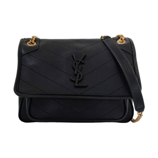 YSL NIKI Small Black Leather Crossbody Bag with Gold Hardware-(SKU)-956655608