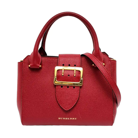 BURBERRY Buckle Red Cowhide Single Shoulder Bag Handbag Crossbody Bag Golden hardware Removable shoulder strap-(SKU)-956703529