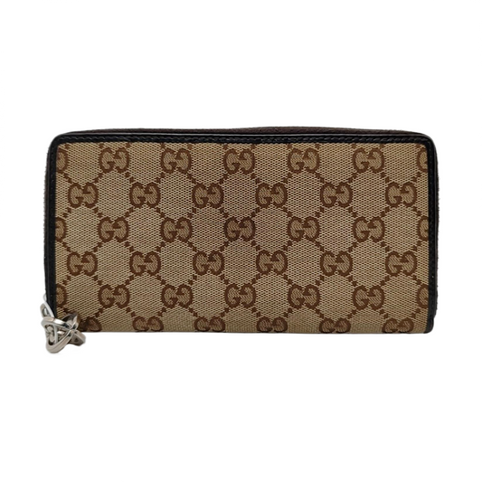 GUCCI Brown Canvas Monogrammed Wallet Silver Hardware-(SKU)-956655178