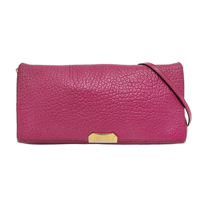 BURBERRY Mildenhall Fuchsia Leather Crossbody Shoulder Bag Handbag Golden hardware-(SKU)-956600104