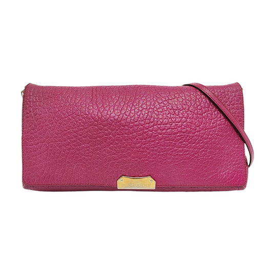 BURBERRY Mildenhall Fuchsia Leather Crossbody Shoulder Bag Handbag Golden hardware-(SKU)-956600104