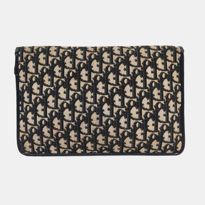 DIOR Brown Canvas Monogrammed Clutch Golden hardware-(SKU)-956712038