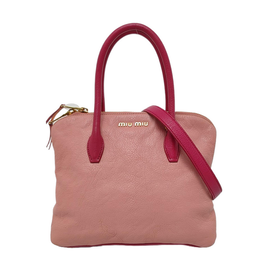 Miu Miu Pink Cowhide Crossbody Tote Bag Single Shoulder Golden hardware Removable shoulder strap-(SKU)-956651797