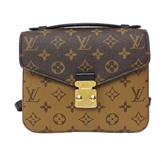 LOUIS VUITTON MÉTIS Brown Coated Canvas Monogram Lock Bag Backpack Golden Hardware 2 Removable Shoulder Straps-(SKU)-956880001