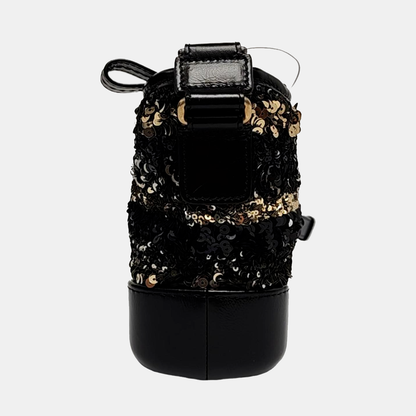 CHANEL GABRIELLE Black Sequined Woven Bag Shoulder Bag Crossbody Bag Rhodium Hardware 26 Clasp Removable Strap-(SKU)-957268642