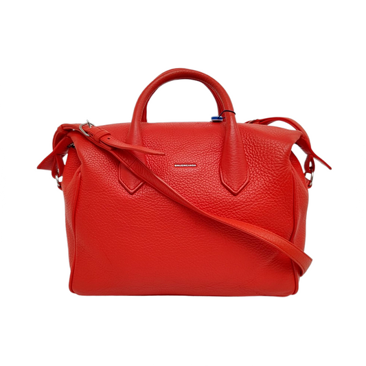 BALENCIAGA Tote bag Red Calf Leather Crossbody Shoulder Bag Tote Silver Hardware Removable shoulder strap-(SKU)-957128355