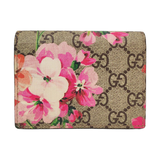 GUCCI GG Blooms Beige Coated Canvas Monogrammed Wallet Silver Hardware Complete Accessories-(SKU)-957577379