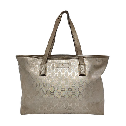 GUCCI GG Imprime Silver Coated Canvas Monogram Shoulder Bag Handbag Silver Hardware-(SKU)-957584035
