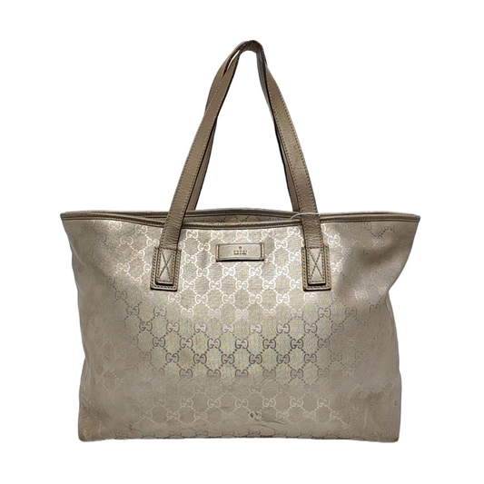 GUCCI GG Imprime Silver Coated Canvas Monogram Shoulder Bag Handbag Silver Hardware-(SKU)-957584035