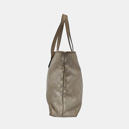 GUCCI GG Imprime Silver Coated Canvas Monogram Shoulder Bag Handbag Silver Hardware-(SKU)-957584035