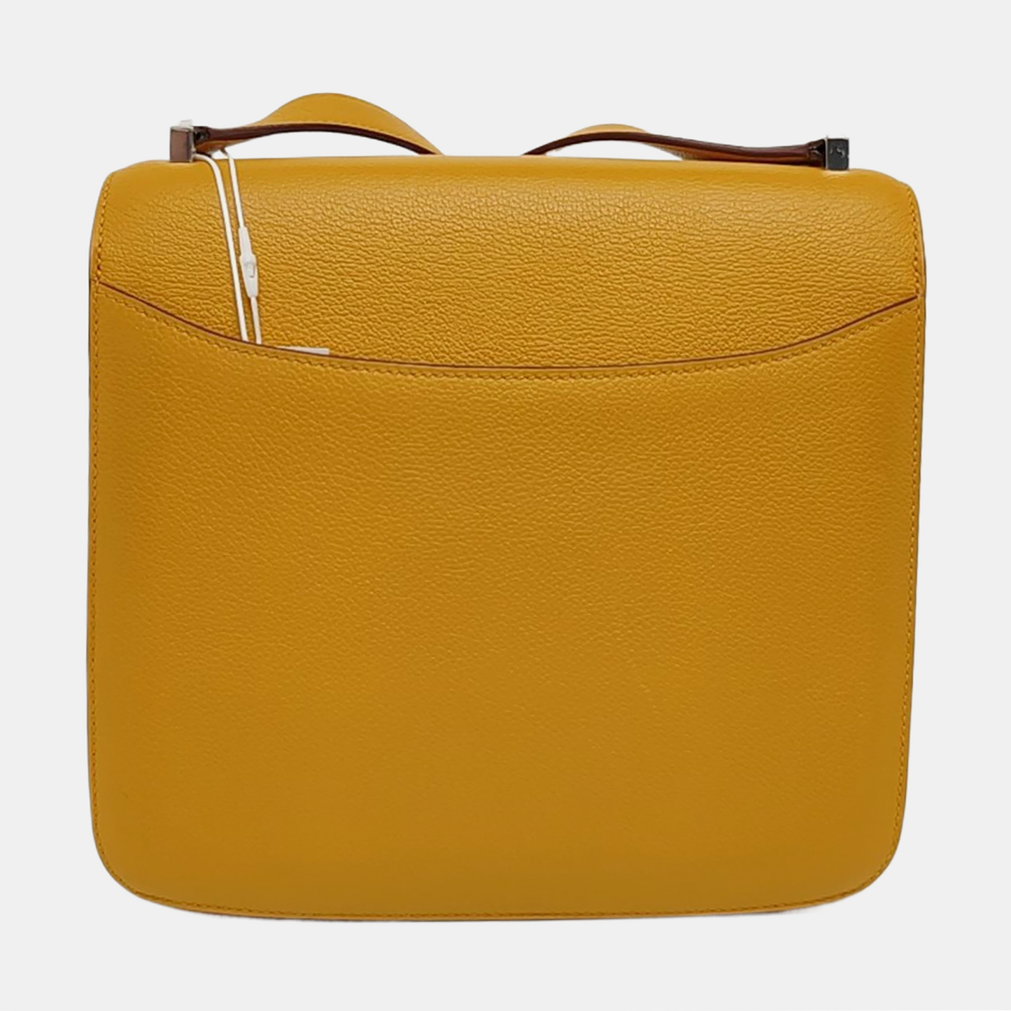 HERMÈS 2002 20 Amber Yellow Evercolor Calfskin Crossbody Shoulder Bag with Silver Hardware, C-(SKU)-957461966