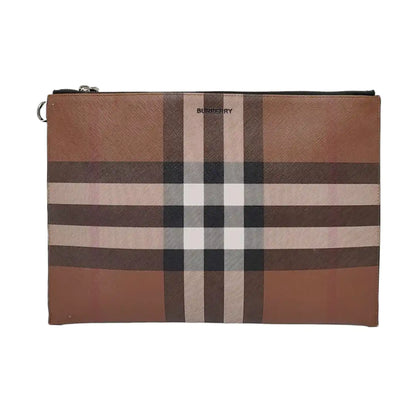 BURBERRY Large size Brown coated canvas horse race pattern clutch/handbag-(SKU)-957318549