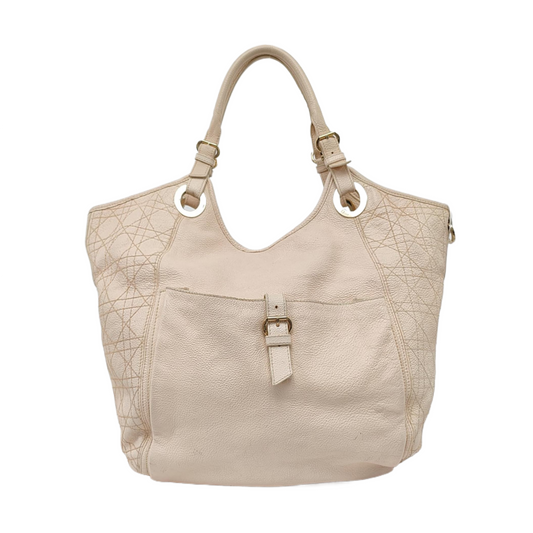 DIOR Tote bag White cowhide waffle pattern quilted single shoulder bag Golden hardware-(SKU)-957417098