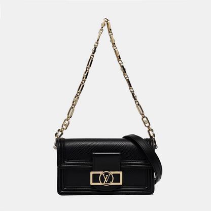 LOUIS VUITTON DAUPHINE Mini Black EPI Leather Monogrammed Daffodil Shoulder Bag Crossbody Bag with 2 Detachable Straps-(SKU)-957256164