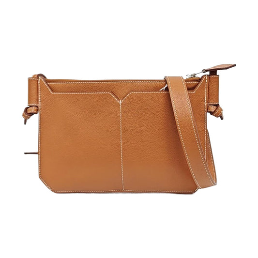 HERMÈS Ultrapla 24 Gold Brown Evercolor Calfskin Crossbody Bag Shoulder Bag Handbag Silver Hardware Z-(SKU)-957460008