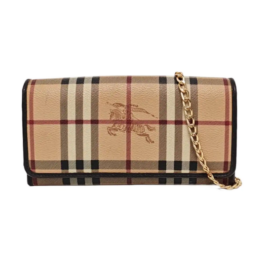 BURBERRY Beige coated canvas war horse plaid wallet Golden hardware-(SKU)-957775654