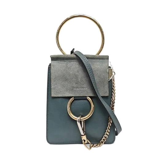 Chloé Faye Small size Blue Cow Leather Crossbody Shoulder Bag with Shoulder Strap Golden Silver Hardware Removable shoulder strap-(SKU)-957568075