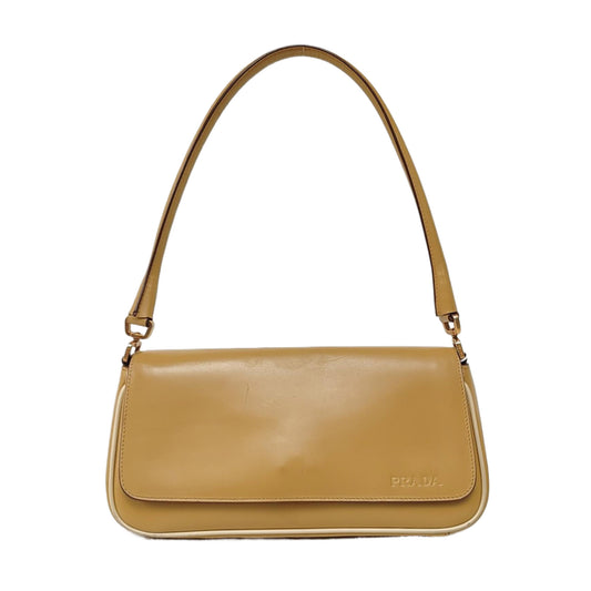 PRADA Ginger Yellow Leather Single Shoulder Tote Bag Golden hardware-(SKU)-957438126