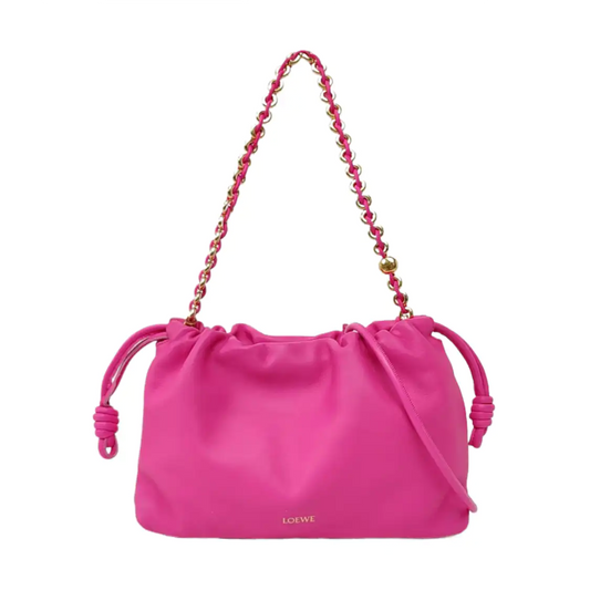 LOEWE Flamenco Pink Lamb Leather Crossbody Shoulder Bag Tote Bag Silver Hardware 2 Removable Straps-(SKU)-957690225