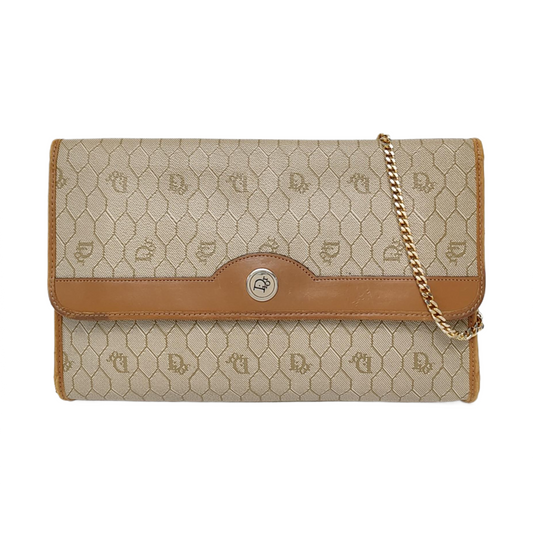 DIOR Khaki Coated Canvas Monogram Printed Shoulder Bag Golden hardware-(SKU)-957692854