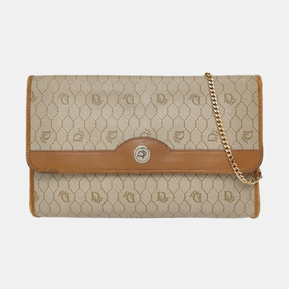 DIOR Khaki Coated Canvas Monogram Printed Shoulder Bag Golden hardware-(SKU)-957692854