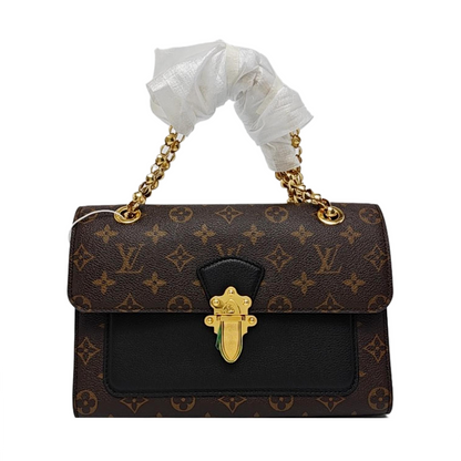 LOUIS VUITTON VICTOIRE Brown Coated Canvas Monogram Handbag Shoulder Bag Crossbody Bag Golden Hardware-(SKU)-955618708
