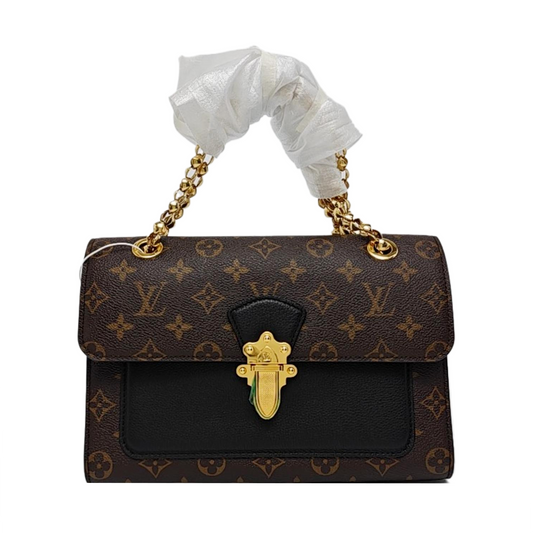 LOUIS VUITTON VICTOIRE Brown Coated Canvas Monogram Handbag Shoulder Bag Crossbody Bag Golden Hardware-(SKU)-955618708