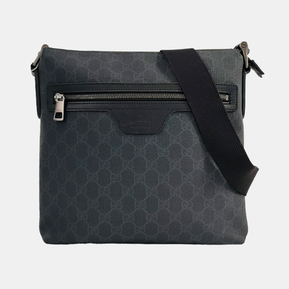 GUCCI Black Coated Canvas Monogram Crossbody Bag Single Shoulder Bag Ruthenium color hardware-(SKU)-957797586