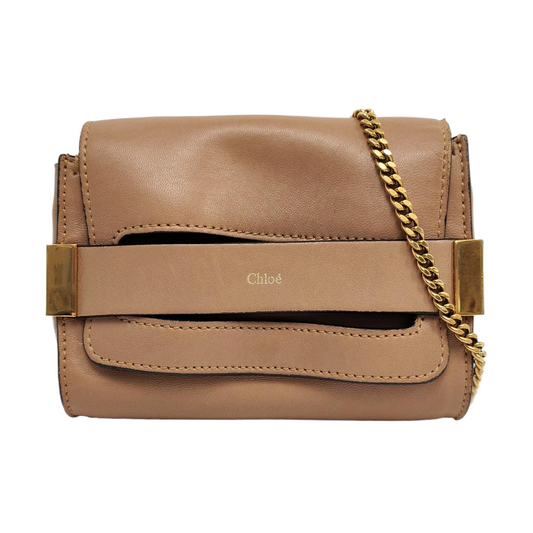 Chloé Elle Brown Leather Crossbody Single Shoulder Bag Golden hardware-(SKU)-957308916