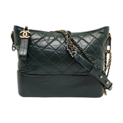 CHANEL GABRIELLE Medium Green Calfskin Quilted Pattern Gabby Bag Crossbody Shoulder Bag Sling Bag Gold Silver Ruthenium Hardware 24 Clasp Removable Strap-(SKU)-957831399