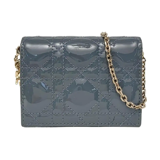 DIOR Lady Dior Blue patent leather cannage-quilted Lady Dior bag crossbody bag Golden hardware Removable shoulder strap-(SKU)-957695100