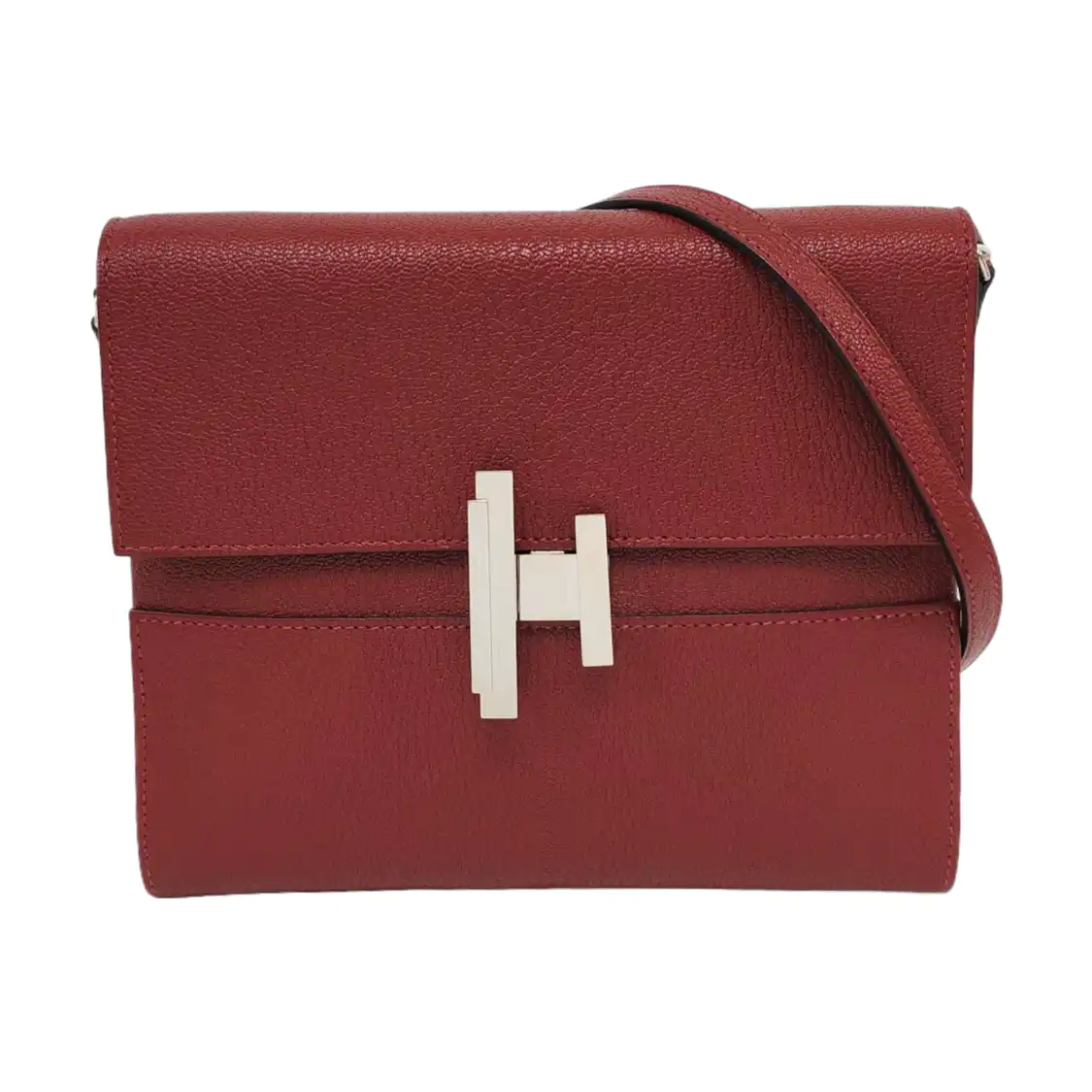 HERMÈS Cinhetic Red Chèvre Mysore Goat Leather Shoulder Bag Tote Bag Silver Hardware D Detachable Strap-(SKU)-957717747