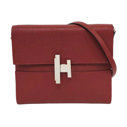 HERMÈS Cinhetic Red Chèvre Mysore Goat Leather Shoulder Bag Tote Bag Silver Hardware D Detachable Strap-(SKU)-957717747