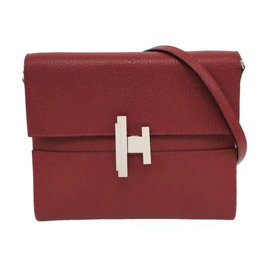 HERMÈS Cinhetic Red Chèvre Mysore Goat Leather Shoulder Bag Tote Bag Silver Hardware D Detachable Strap-(SKU)-957717747