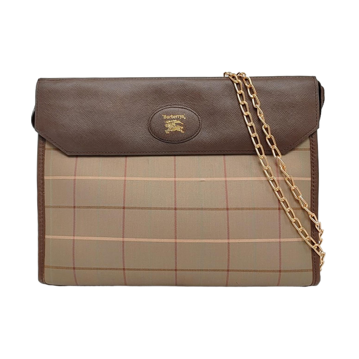 BURBERRY Khaki Canvas Handbag Golden hardware-(SKU)-957969419