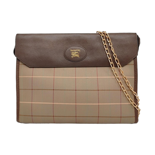 BURBERRY Khaki Canvas Handbag Golden hardware-(SKU)-957969419