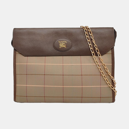 BURBERRY Khaki Canvas Handbag Golden hardware-(SKU)-957969419