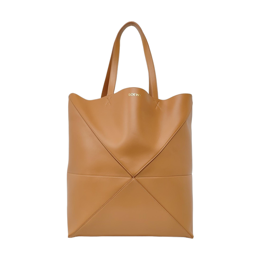 LOEWE Puzzle Fold Large Brown Leather Quilted Shoulder Bag and Tote-(SKU)-957928785