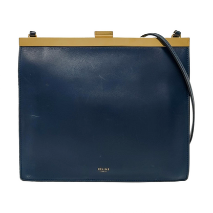 CELINE Box Bag Dark Blue Leather Crossbody Shoulder Bag Golden hardware-(SKU)-957943140