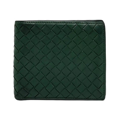 BOTTEGA VENETA Dark Green Leather Woven Wallet-(SKU)-957985549
