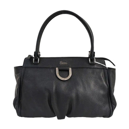 GUCCI D Gold Black Leather Single Shoulder Bag Silver Hardware-(SKU)-957921369