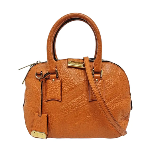 BURBERRY Clifton Brown Cowhide Embossed Single Shoulder Bag Tote Bag Crossbody Bag Golden hardware Removable shoulder strap-(SKU)-957717847