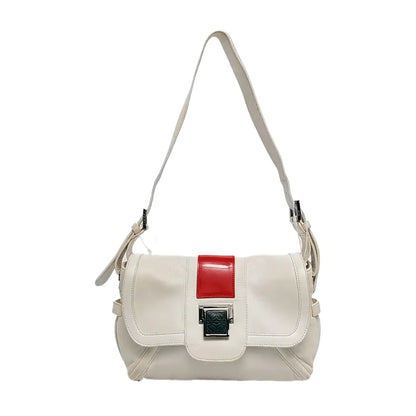 LOEWE White Leather Single Shoulder Bag Handbag Silver Hardware Removable shoulder strap-(SKU)-957821052