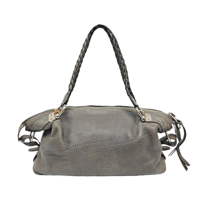 GUCCI Bamboo 1947 Medium size Elephant Gray Cowhide Monogram Woven Handbag, Single Shoulder Bag Silver Hardware-(SKU)-958140383