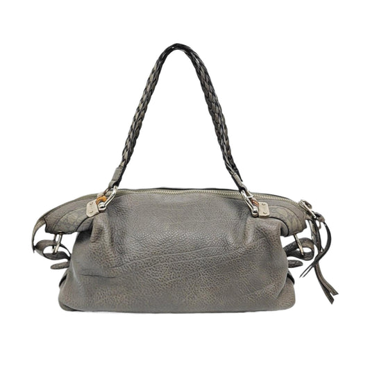 GUCCI Bamboo 1947 Medium size Elephant Gray Cowhide Monogram Woven Handbag, Single Shoulder Bag Silver Hardware-(SKU)-958140383