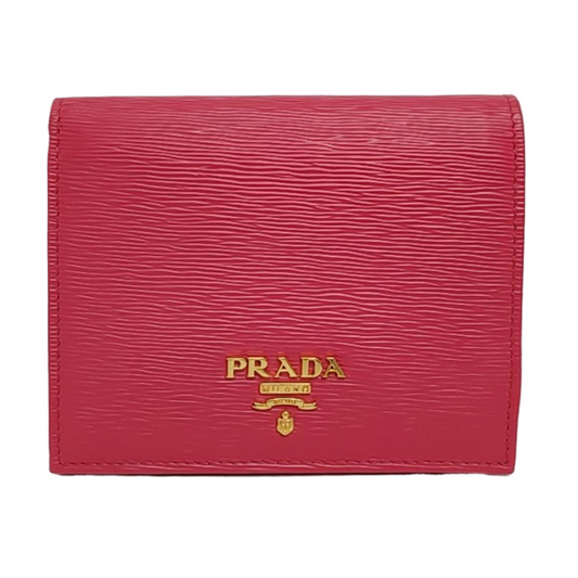 PRADA Fuchsia Leather Wallet Golden hardware-(SKU)-958110711
